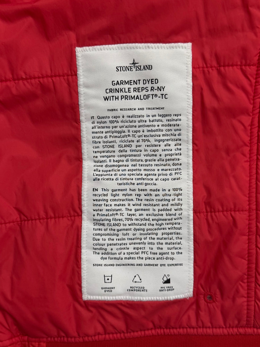 Stone Island Garment Dyed Crinkle Reps R-NY With Primaloft - TC