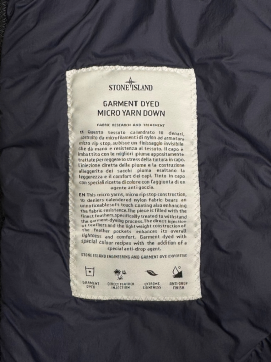 Stone Island Garment Dyed Micro Yarn Down