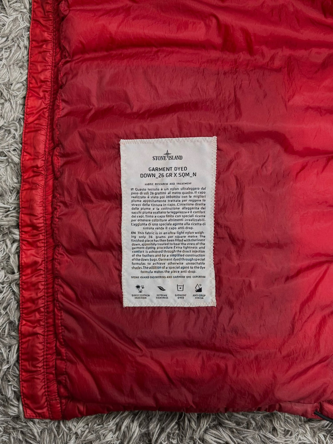 Stone Island 100gr garment dyed down