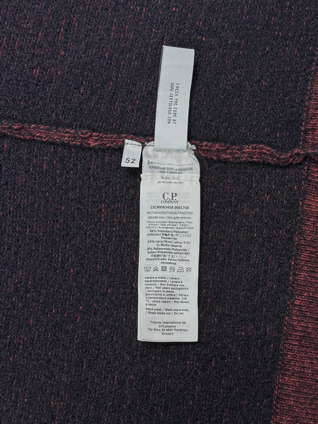 C.P. COMPANY maglione full zip in lana