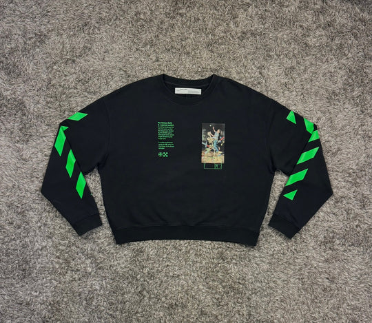 Off White felpa girocollo dettagli verdi
