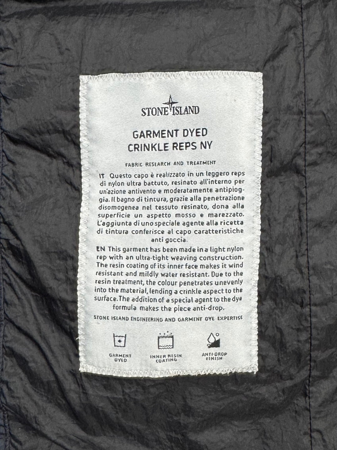 Stone Island Garment Dyed Crinkle Reps NY